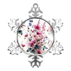 Flora Floral Flower Petal Metal Small Snowflake Ornament