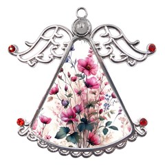 Flora Floral Flower Petal Metal Angel With Crystal Ornament