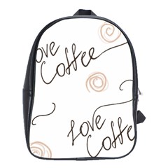 Seamless Pattern Coffee Text School Bag (large)