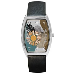 Boho Leaves Botanical Retro Vintage Barrel Style Metal Watch