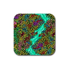 Background Leaves River Nature Rubber Coaster (square)