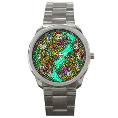 Background Leaves River Nature Sport Metal Watch