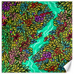 Background Leaves River Nature Canvas 16  X 16 