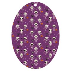 Skull Halloween Pattern Uv Print Acrylic Ornament Oval by Maspions