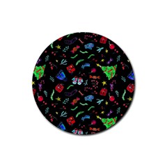 New Year Christmas Background Rubber Round Coaster (4 Pack)