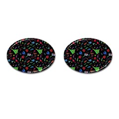 New Year Christmas Background Cufflinks (oval) by Maspions