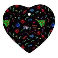 New Year Christmas Background Heart Ornament (two Sides)