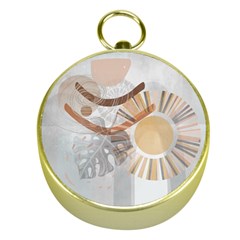 Boho Background Leaves Botanical Gold Compasses