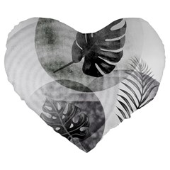 Vintage Retro Boho Background Leaves Botanical Large 19  Premium Flano Heart Shape Cushions