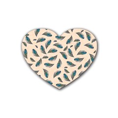 Background Palm Leaves Pattern Rubber Heart Coaster (4 Pack)