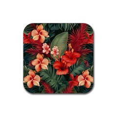 Tropical Flower Bloom Rubber Coaster (square)