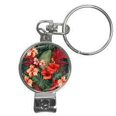 Tropical Flower Bloom Nail Clippers Key Chain