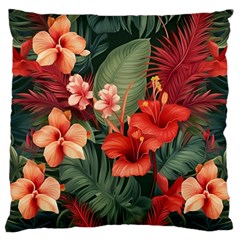 Tropical Flower Bloom Standard Premium Plush Fleece Cushion Case (one Side)