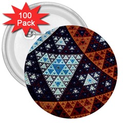 Fractal Triangle Geometric Abstract Pattern 3  Buttons (100 Pack) 