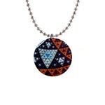 Fractal Triangle Geometric Abstract Pattern 1  Button Necklace Front