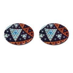 Fractal Triangle Geometric Abstract Pattern Cufflinks (oval)