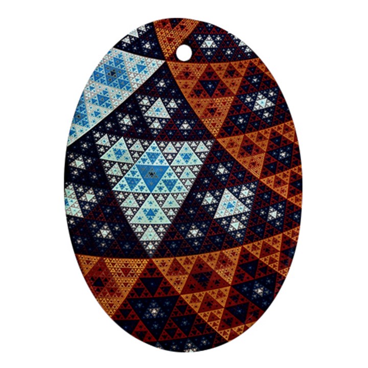 Fractal Triangle Geometric Abstract Pattern Oval Ornament (Two Sides)