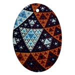 Fractal Triangle Geometric Abstract Pattern Oval Ornament (Two Sides) Back