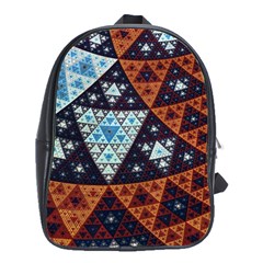 Fractal Triangle Geometric Abstract Pattern School Bag (large)