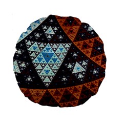 Fractal Triangle Geometric Abstract Pattern Standard 15  Premium Round Cushions