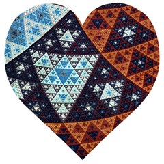 Fractal Triangle Geometric Abstract Pattern Wooden Puzzle Heart