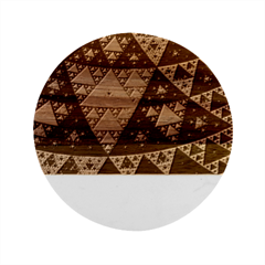 Fractal Triangle Geometric Abstract Pattern Marble Wood Coaster (round)