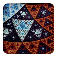 Fractal Triangle Geometric Abstract Pattern Square Glass Fridge Magnet (4 Pack)