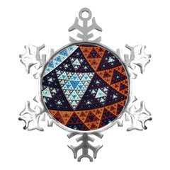 Fractal Triangle Geometric Abstract Pattern Metal Small Snowflake Ornament