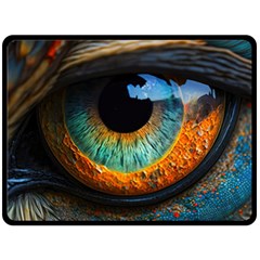 Eye Bird Feathers Vibrant Fleece Blanket (large) by Hannah976