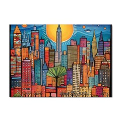 City New York Nyc Skyscraper Skyline Downtown Night Business Urban Travel Landmark Building Architec Sticker A4 (100 Pack)