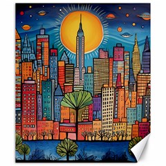 City New York Nyc Skyscraper Skyline Downtown Night Business Urban Travel Landmark Building Architec Canvas 20  X 24 