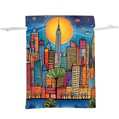 City New York Nyc Skyscraper Skyline Downtown Night Business Urban Travel Landmark Building Architec Lightweight Drawstring Pouch (xl)