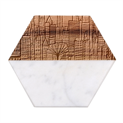 City New York Nyc Skyscraper Skyline Downtown Night Business Urban Travel Landmark Building Architec Marble Wood Coaster (hexagon) 