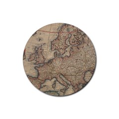 Old Vintage Classic Map Of Europe Rubber Round Coaster (4 Pack)