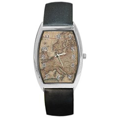 Old Vintage Classic Map Of Europe Barrel Style Metal Watch