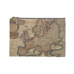 Old Vintage Classic Map Of Europe Cosmetic Bag (large)