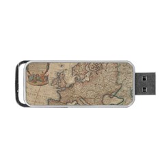 Old Vintage Classic Map Of Europe Portable Usb Flash (two Sides) by Paksenen