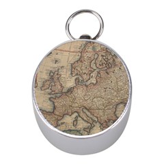 Old Vintage Classic Map Of Europe Mini Silver Compasses