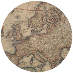 Old Vintage Classic Map Of Europe Wooden Puzzle Round