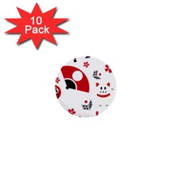 Assorted Illustration Lot Japan Fundal Japanese 1  Mini Buttons (10 Pack) 