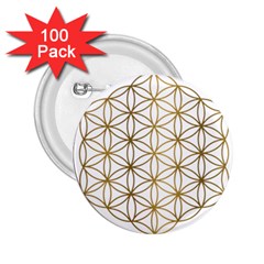 Gold Flower Of Life Sacred Geometry 2 25  Buttons (100 Pack) 