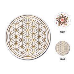 Gold Flower Of Life Sacred Geometry Playing Cards Single Design (Round)