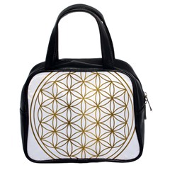 Gold Flower Of Life Sacred Geometry Classic Handbag (two Sides)