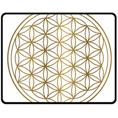 Gold Flower Of Life Sacred Geometry Two Sides Fleece Blanket (medium) by Maspions