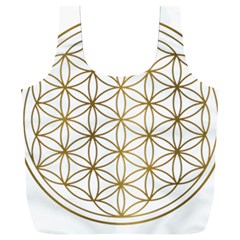 Gold Flower Of Life Sacred Geometry Full Print Recycle Bag (xxl) by Maspions