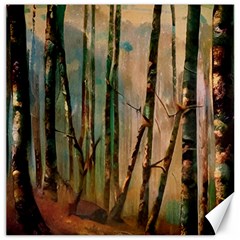 Woodland Woods Forest Trees Nature Outdoors Cellphone Wallpaper Mist Moon Background Artwork Book Co Canvas 12  X 12 