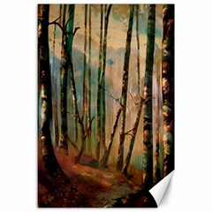Woodland Woods Forest Trees Nature Outdoors Cellphone Wallpaper Mist Moon Background Artwork Book Co Canvas 24  X 36 