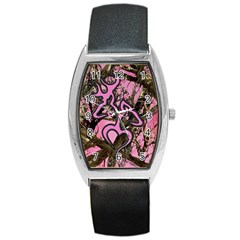 Pink Browning Deer Glitter Camo Barrel Style Metal Watch