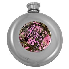 Pink Browning Deer Glitter Camo Round Hip Flask (5 Oz)