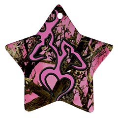 Pink Browning Deer Glitter Camo Star Ornament (two Sides)